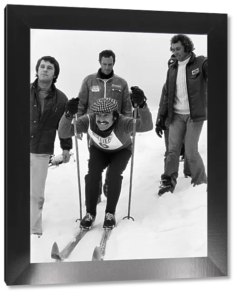 Formula One motor racing driver Clay Regazzoni enjoys some time off skiing on the slopes