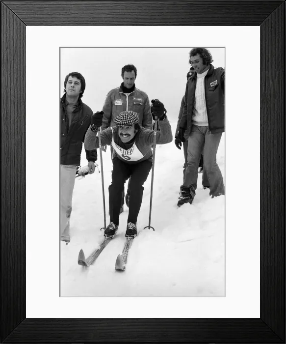 Framed Print : Formula One motor racing driver Clay Regazzoni enjoys some time off skiing on the slopes