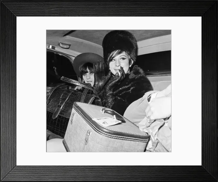 Framed Print : Barbra Streisand, Actress and Singer, arrives at London Heathrow Airport, 17th March 1966 Framed Print : Barbra Streisand, Actress and Singer, arrives at London Heathrow Airport, 17th March 1966