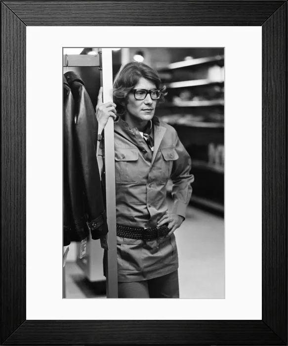 Framed Print : Yves Saint Laurent, designer, pictured at his first London Rive Gauche store on New Bond Framed Print : Yves Saint Laurent, designer, pictured at his first London Rive Gauche store on New Bond
