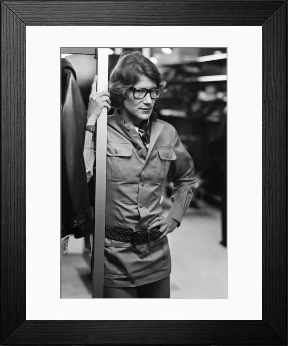 Framed Print : Yves Saint Laurent, designer, pictured at his first London Rive Gauche store on New Bond Framed Print : Yves Saint Laurent, designer, pictured at his first London Rive Gauche store on New Bond