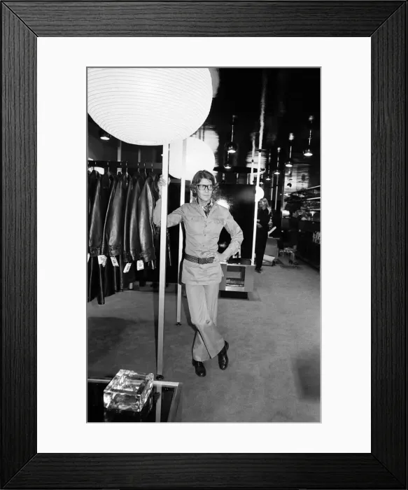 Framed Print : Yves Saint Laurent, designer, pictured at his first London Rive Gauche store on New Bond Framed Print : Yves Saint Laurent, designer, pictured at his first London Rive Gauche store on New Bond