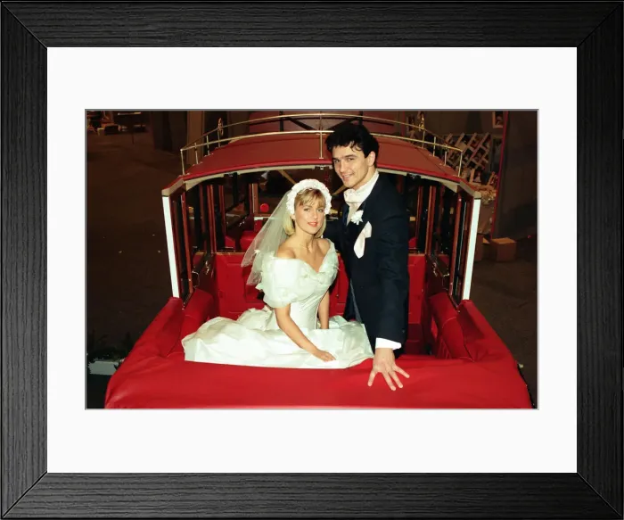 Framed Print : The National Bridal Fair held at the NEC. Kim Dobson, wearing a dress from Genevieve Framed Print : The National Bridal Fair held at the NEC. Kim Dobson, wearing a dress from Genevieve