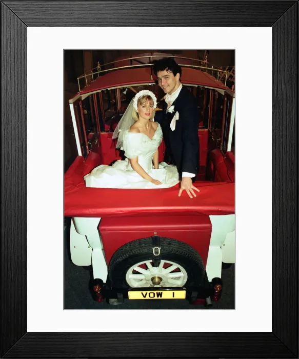 Framed Print : The National Bridal Fair held at the NEC. Kim Dobson, wearing a dress from Genevieve Framed Print : The National Bridal Fair held at the NEC. Kim Dobson, wearing a dress from Genevieve