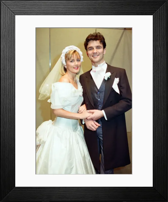 Framed Print : The National Bridal Fair held at the NEC. Kim Dobson, wearing a dress from Genevieve Framed Print : The National Bridal Fair held at the NEC. Kim Dobson, wearing a dress from Genevieve