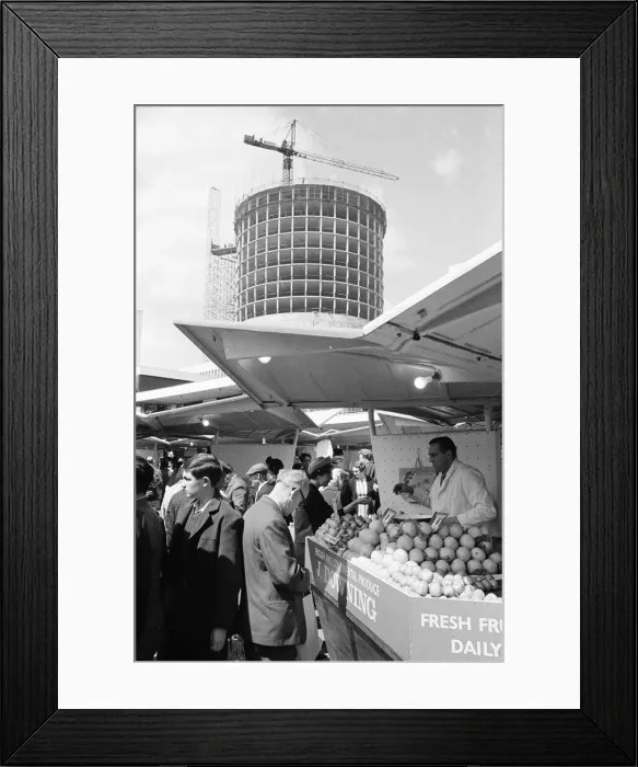 Framed Print : Bullring Open Air Market, Shopping Centre and Rotunda, Birmingham, 27th July 1963