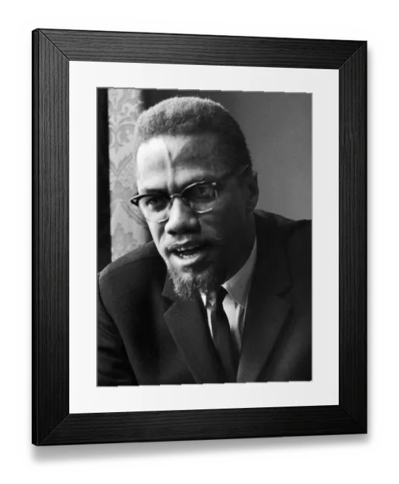 Framed Print : Malcolm X African-American Muslim minister and human rights activist seen here shortly Framed Print : Malcolm X African-American Muslim minister and human rights activist seen here shortly