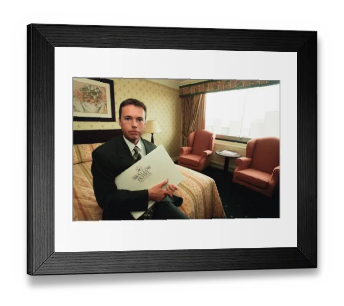 Framed Print : General Manager Paul Morrison of the Swallow Hotel is looking at the plans for the major Framed Print : General Manager Paul Morrison of the Swallow Hotel is looking at the plans for the major