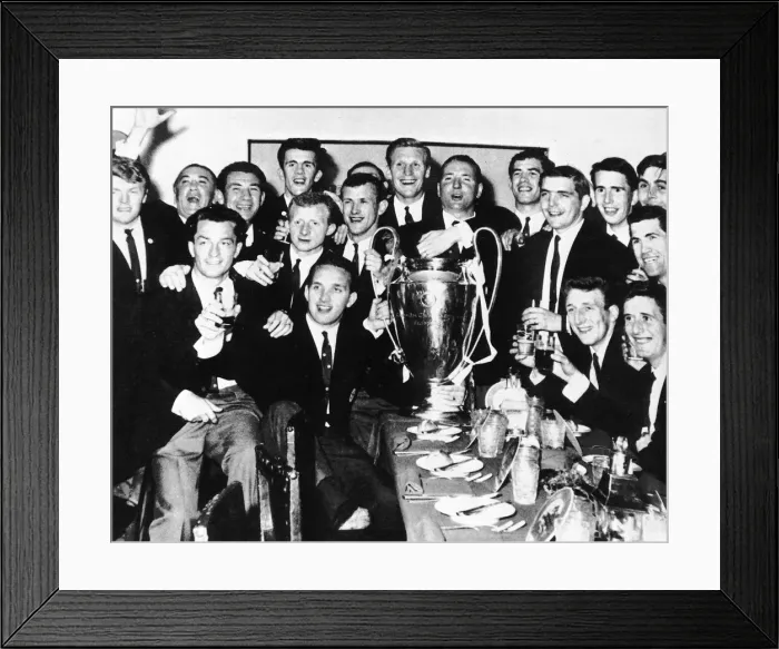 Framed Print : Lisbon Lions celebrate at the UEFA after-match banquet for which the beaten Italians