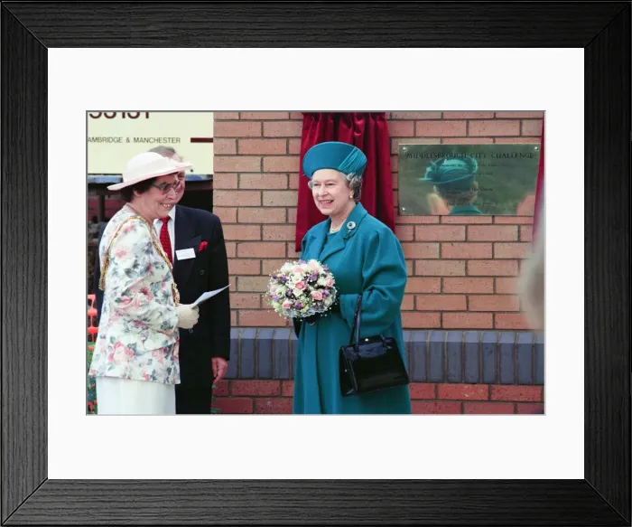 Framed Print : Queen Elizabeth II visiting Middlesbrough to open Pallister Park Framed Print : Queen Elizabeth II visiting Middlesbrough to open Pallister Park