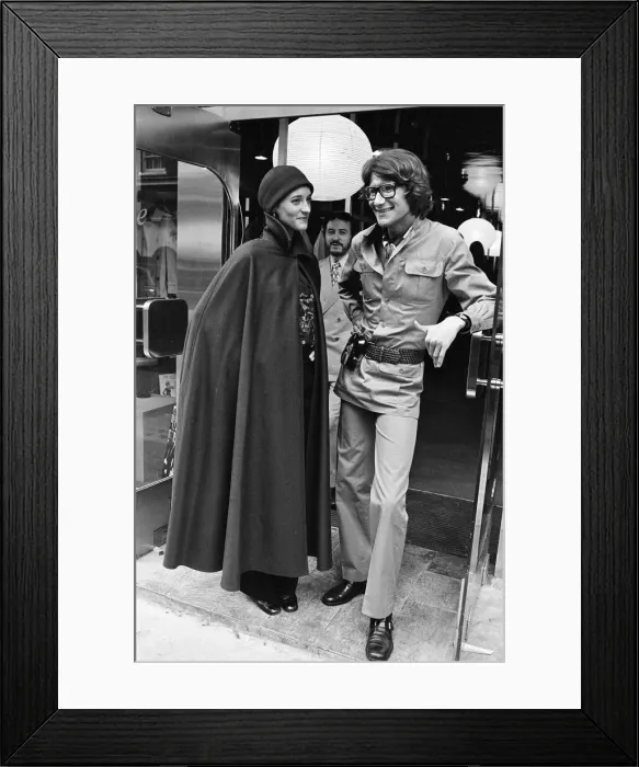Framed Print : Yves Saint Laurent, designer pictured with muse Louise de La Falaise