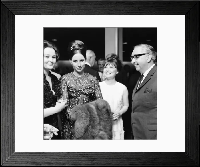 Framed Print : Barbra Streisand, Reception at American Embassy, after benefit performance at the embassy Framed Print : Barbra Streisand, Reception at American Embassy, after benefit performance at the embassy