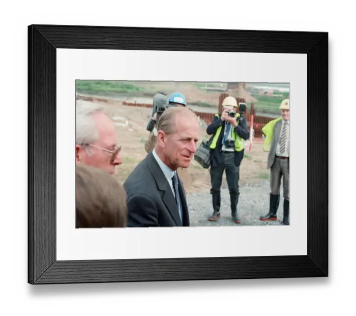 Framed Print : Prince Philip visiting Tees Barrage. 18th May 1993 Framed Print : Prince Philip visiting Tees Barrage. 18th May 1993