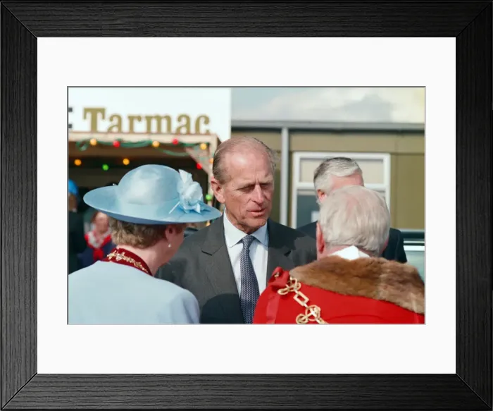 Framed Print : Prince Philip visiting Tees Barrage. 18th May 1993 Framed Print : Prince Philip visiting Tees Barrage. 18th May 1993