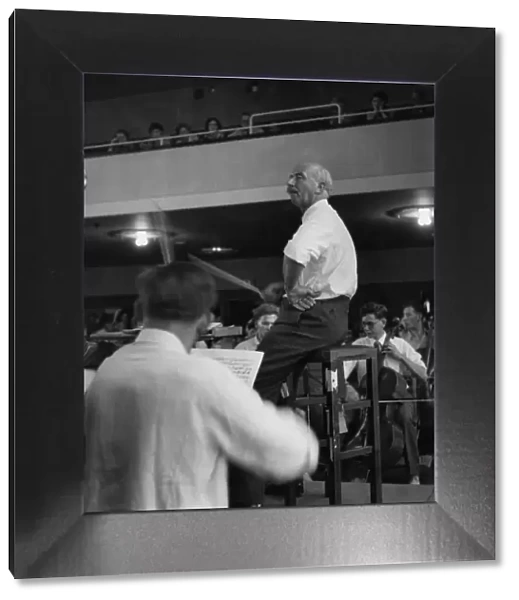 Sir Adrian Boult rehearses the National Youth Orchestra before a forthcoming concert at