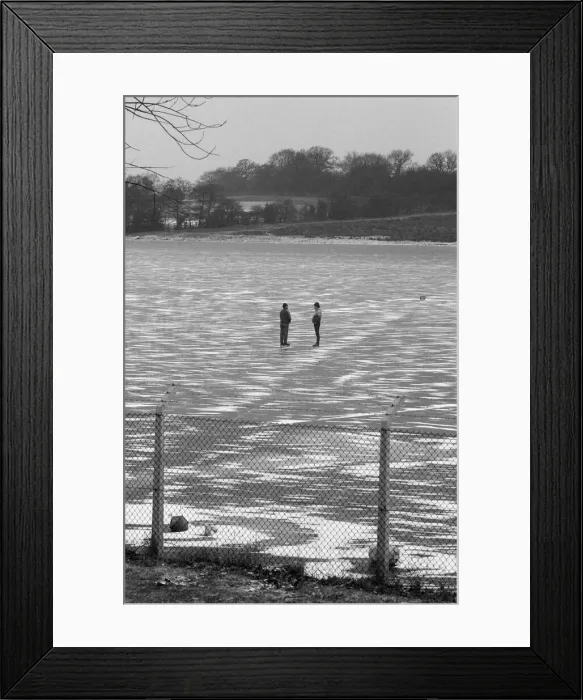 Framed Print : Frozen Park Lake, Birmingham, England, 17th February 1986 Framed Print : Frozen Park Lake, Birmingham, England, 17th February 1986