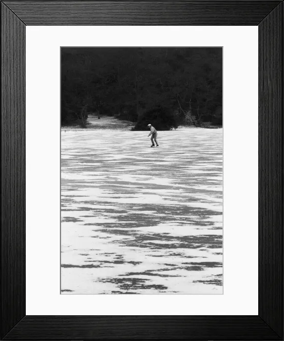Framed Print : Ice Skating on frozen lake, Sutton Park, Birmingham, England, 17th February 1986 Framed Print : Ice Skating on frozen lake, Sutton Park, Birmingham, England, 17th February 1986