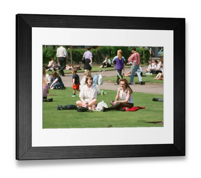 Framed Print : People sunbathing in Victoria Gardens, Middlesbrough. 14th May 1992 Framed Print : People sunbathing in Victoria Gardens, Middlesbrough. 14th May 1992