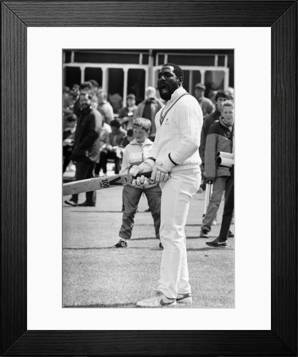 Framed Print : West Indies cricketer Richards at Riston County Cricket club where spent the 1987 season