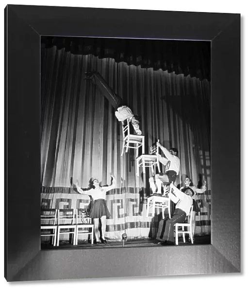 The Five Furres, performing one of their balance acts with chairs. 10th February 1953