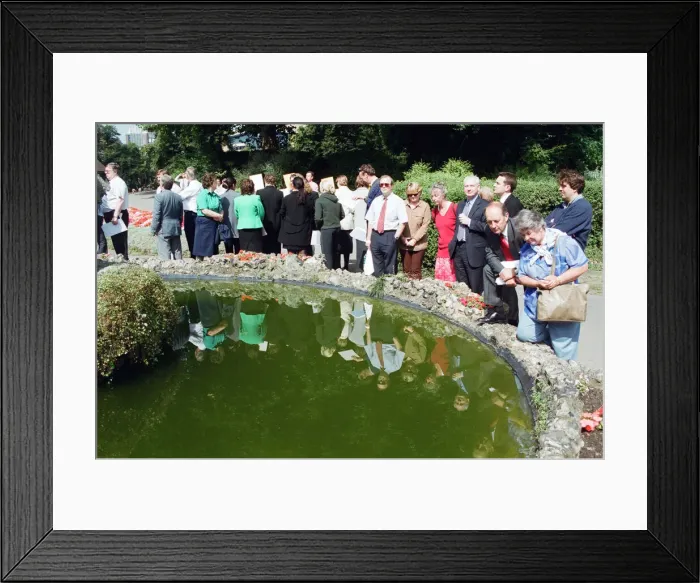Framed Print : People waiting to see a total solar eclipse at Forbury Gardens, Reading. 11th August 1999 Framed Print : People waiting to see a total solar eclipse at Forbury Gardens, Reading. 11th August 1999