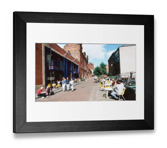 Framed Print : Canal Street, the centre of the Manchester Gay Village, is a street in Manchester city Framed Print : Canal Street, the centre of the Manchester Gay Village, is a street in Manchester city