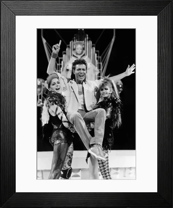 Framed Print : Cliff Richard and the cast of the musical Time Framed Print : Cliff Richard and the cast of the musical Time