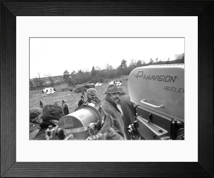 Framed Print : Sean Connery during location filming in Bracknell for the movie Offence