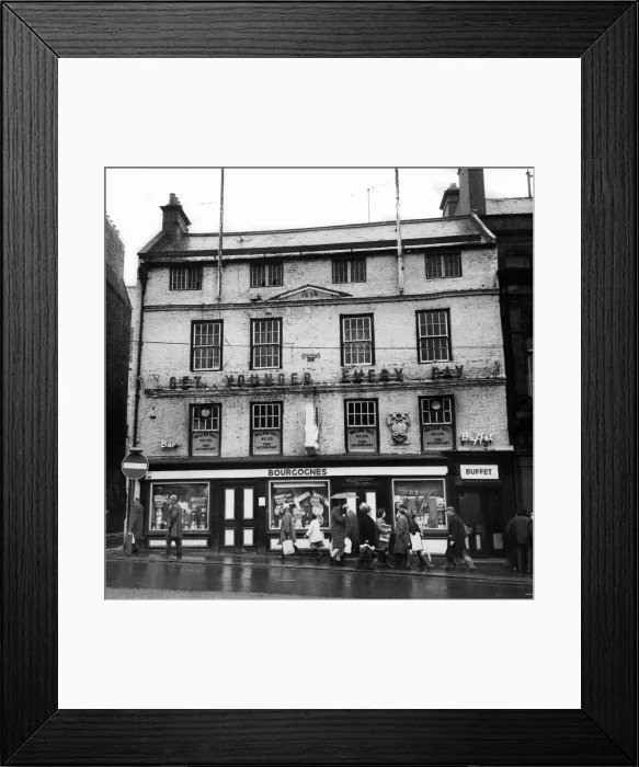 Framed Print : Bourgognes Public House, Newgate Street, Newcastle, 27th December 1969 Framed Print : Bourgognes Public House, Newgate Street, Newcastle, 27th December 1969