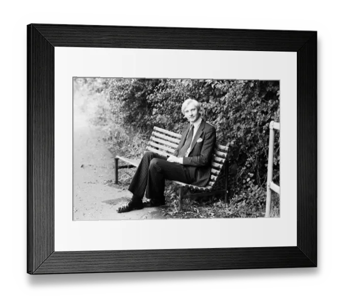 Framed Print : Harvey Proctor, 34 year old MP for Basildon, Essex, talking to reporters outside his home Framed Print : Harvey Proctor, 34 year old MP for Basildon, Essex, talking to reporters outside his home