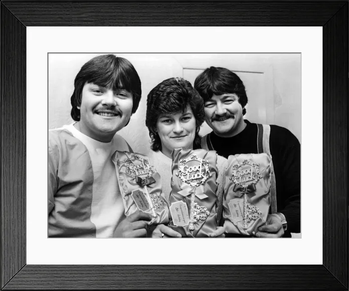 Framed Print : Celebrating their 21st birthday are the Sterio triplets of Ely, Cardiff