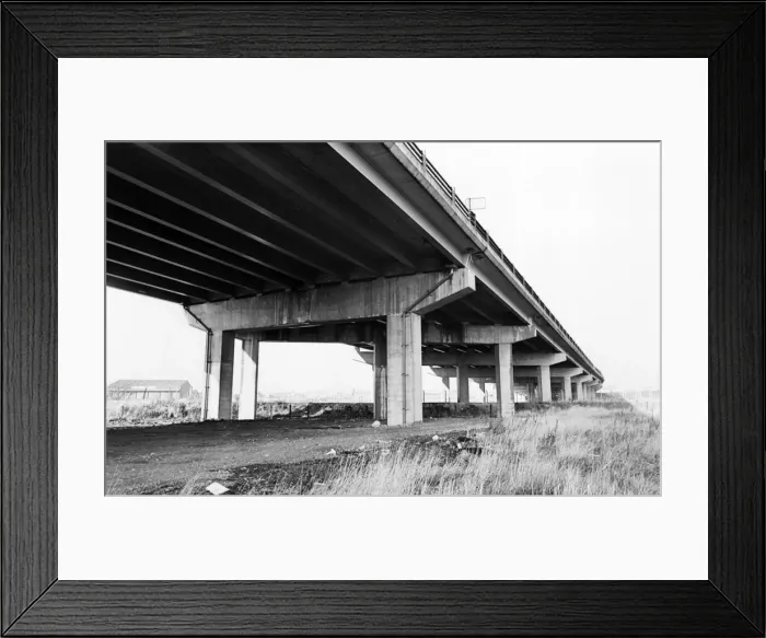 Framed Print : Some of the massive pillars which support the A19 over the Tees. 31st December 1981