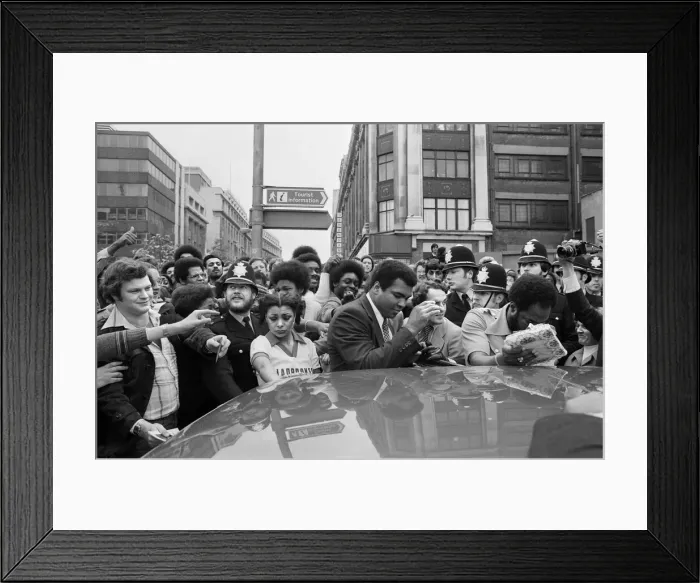 Framed Print : Muhammad Ali outside the Odeon in Birmingham. 7th June 1979 Framed Print : Muhammad Ali outside the Odeon in Birmingham. 7th June 1979