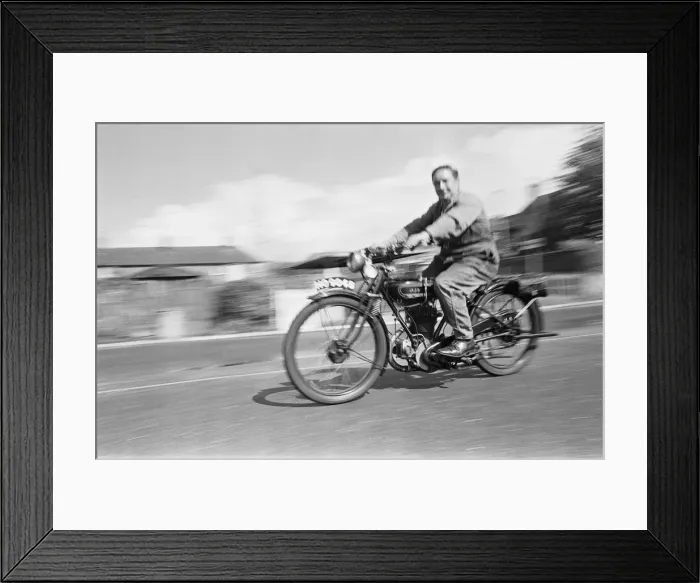 Framed Print : A vintage motorbike enthusiast out for a Sunday ride on his 1928 AJS Motorcycle Framed Print : A vintage motorbike enthusiast out for a Sunday ride on his 1928 AJS Motorcycle