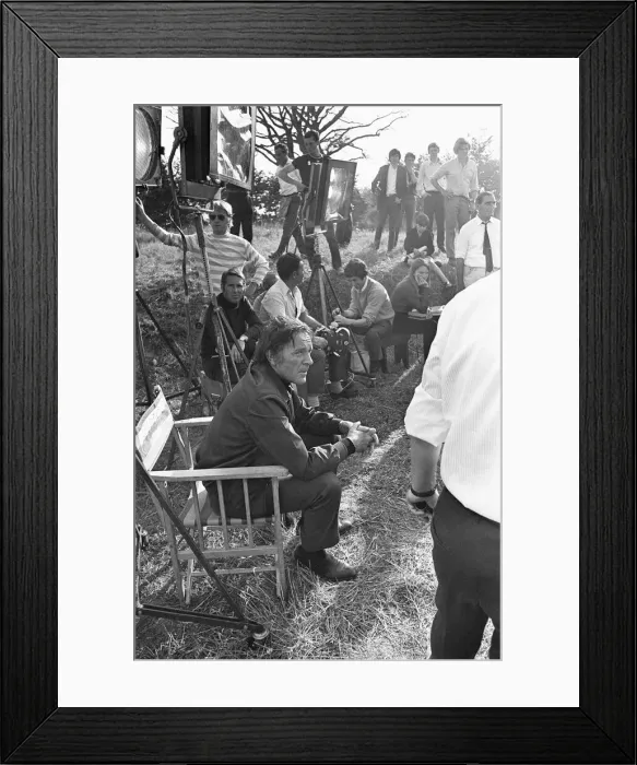Framed Print : Richard Burton between takes during location filming of The Villian Framed Print : Richard Burton between takes during location filming of The Villian