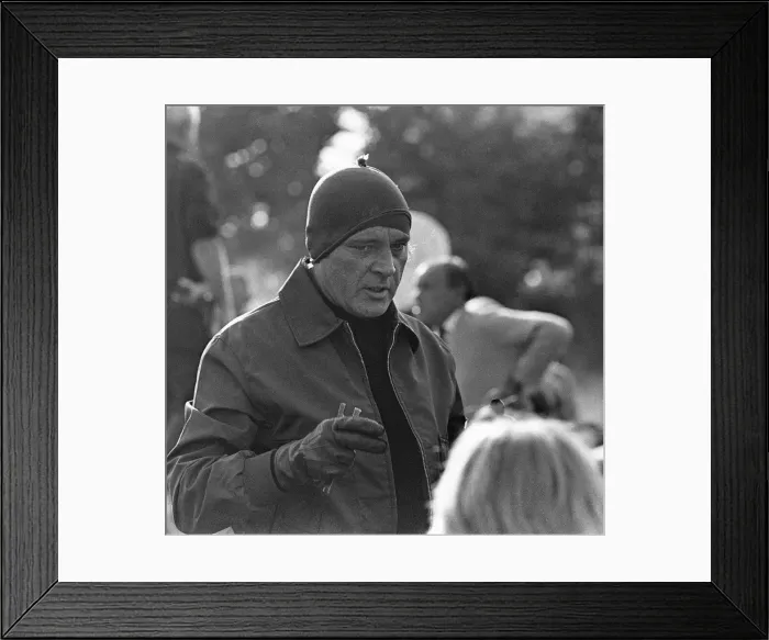Framed Print : Richard Burton between takes during location filming of The Villain Framed Print : Richard Burton between takes during location filming of The Villain