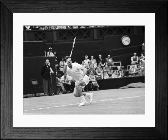 Framed Print : Mens Singles action during the Wimbledon Lawn Tennis Championships. June 1953 Framed Print : Mens Singles action during the Wimbledon Lawn Tennis Championships. June 1953