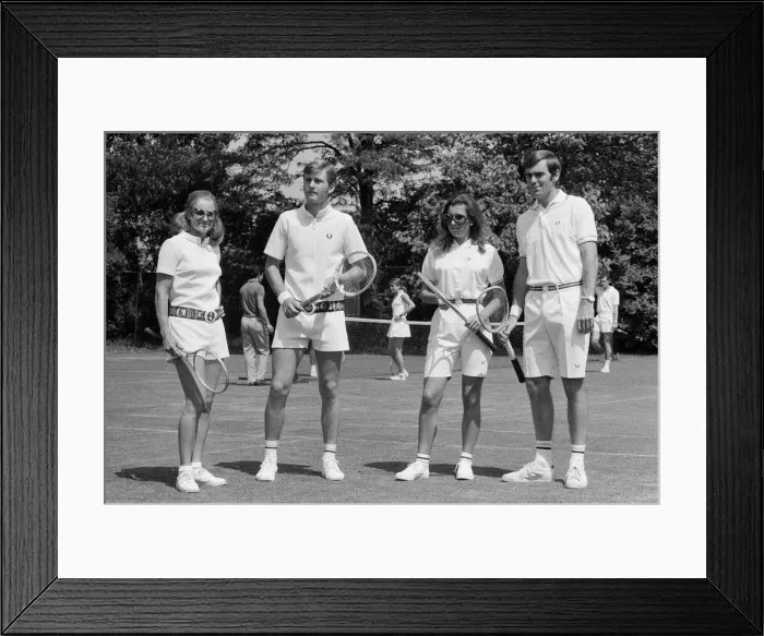 Framed Print : Pre Wimbledon at the Hurlingham Club. Unisex fashions by Fred Perry