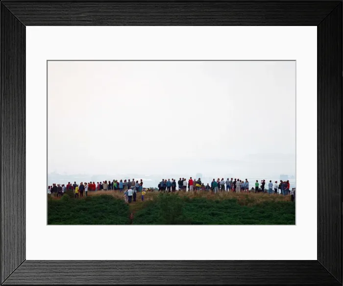 Framed Print : People watching a total solar eclipse, Caerphilly mountain. 11th August 1999 Framed Print : People watching a total solar eclipse, Caerphilly mountain. 11th August 1999