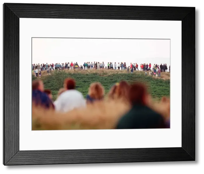 Framed Print : People watching a total solar eclipse, Caerphilly mountain. 11th August 1999 Framed Print : People watching a total solar eclipse, Caerphilly mountain. 11th August 1999