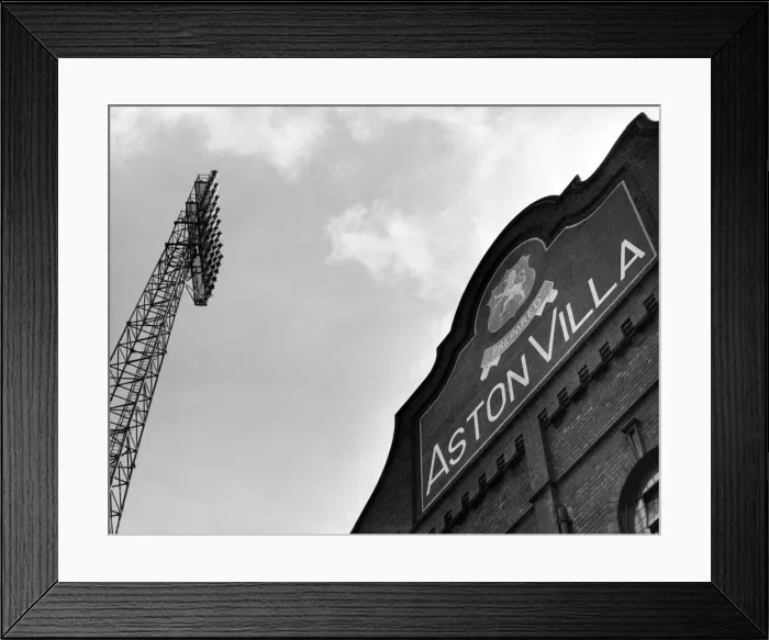 Framed Print : Exterior view of the entrance to Villa Park football stadium, and floodlights Framed Print : Exterior view of the entrance to Villa Park football stadium, and floodlights