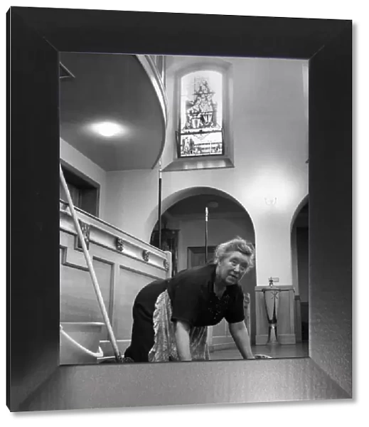 Workers are Honoured in glass, Mrs. Mopp has been given a place of honour in a new church