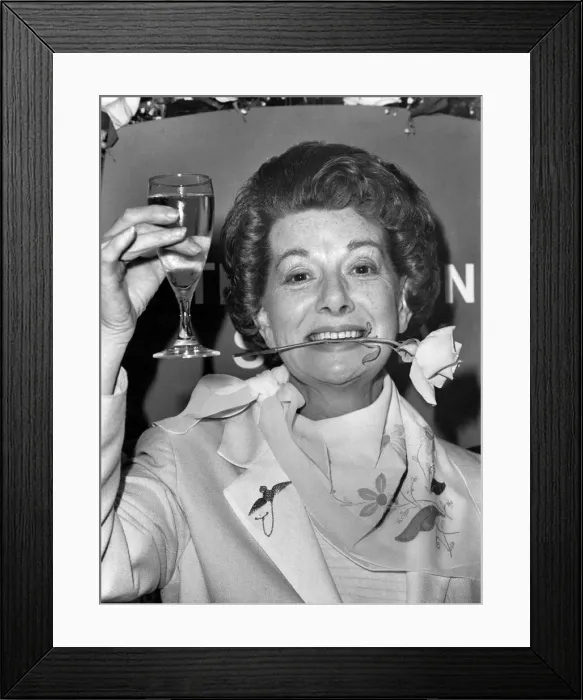Framed Print : Hilda Ogdens famous curlers were replaced by a TV crown yesterday