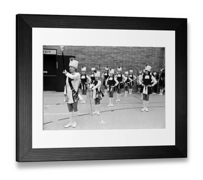 Framed Print : Oakes Majorette Corps, on their first outing of the season Framed Print : Oakes Majorette Corps, on their first outing of the season
