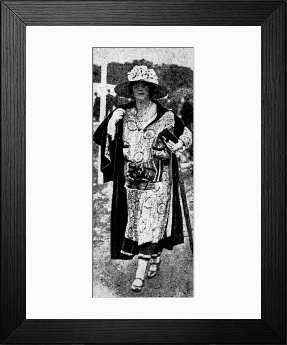 Framed Print : Lady Hambro in an embroidered gown with a huge bow at Ladies Day, The Gold Cup, Ascot Framed Print : Lady Hambro in an embroidered gown with a huge bow at Ladies Day, The Gold Cup, Ascot