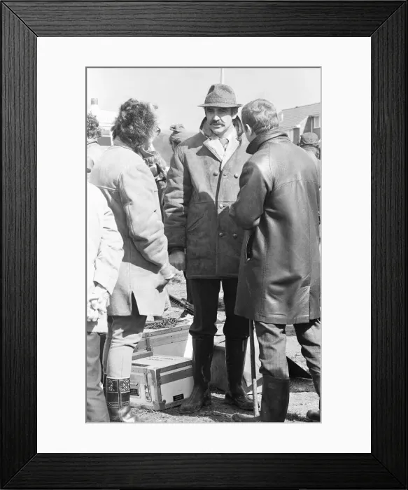 Framed Print : Sean Connery as Detective Sergeant Johnson between takes whilst filming the movie Framed Print : Sean Connery as Detective Sergeant Johnson between takes whilst filming the movie