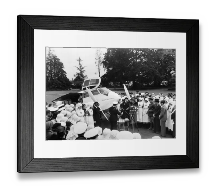Framed Print : Christening of Britains first air ambulance by English aviation pioneer Mrs Framed Print : Christening of Britains first air ambulance by English aviation pioneer Mrs