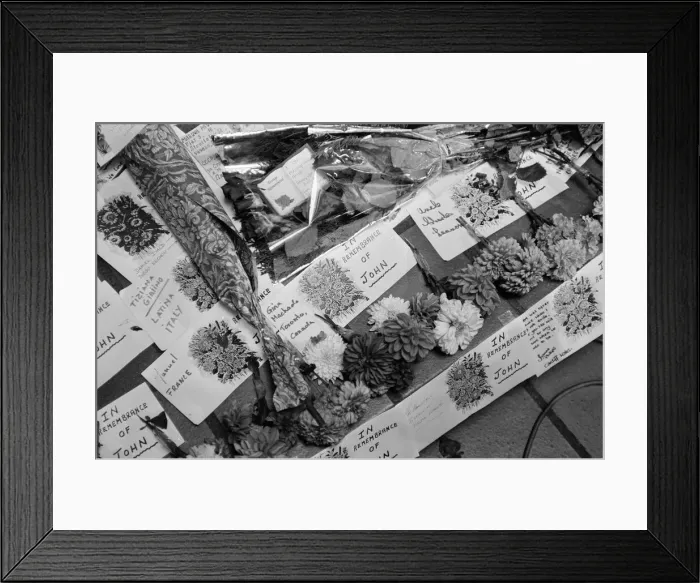 Framed Print : Tributes to John Lennon, on the anniversary of what would have been his 50th birthday Framed Print : Tributes to John Lennon, on the anniversary of what would have been his 50th birthday