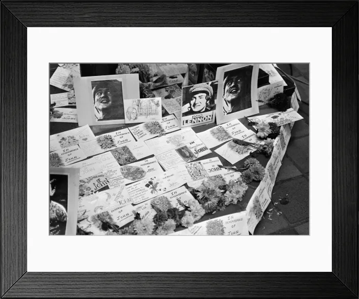 Framed Print : Tributes to John Lennon, on the anniversary of what would have been his 50th birthday Framed Print : Tributes to John Lennon, on the anniversary of what would have been his 50th birthday