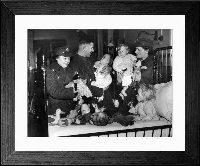 Framed Print : ATS girls and their soldier comrades at a Manchester A. A Framed Print : ATS girls and their soldier comrades at a Manchester A. A